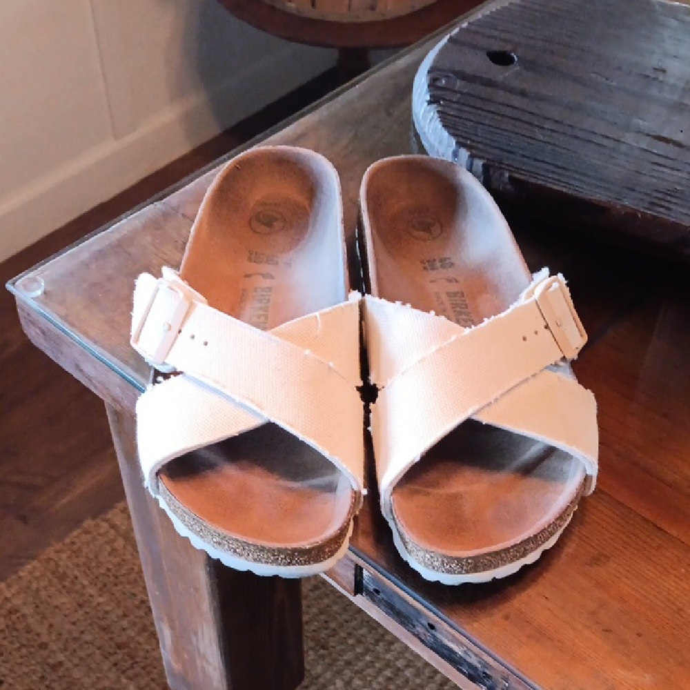 Birkenstock White Cross Strap Sandals